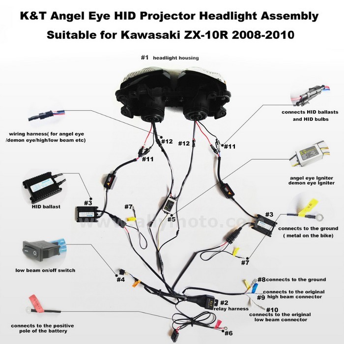 017 Headlight Kawasaki Zx-10R Zx10R 2008-2010-5 017 Headlight Kawasaki Zx-10R Zx10R 2008-2010-5